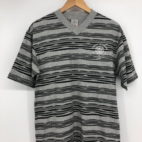 NWT Crooks and Castles Grey and Black Striped V Neck Shirt Men's Medium - Picture 5 of 16